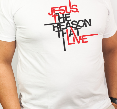 Camiseta de algodão manga curta Jesus the reason that i live